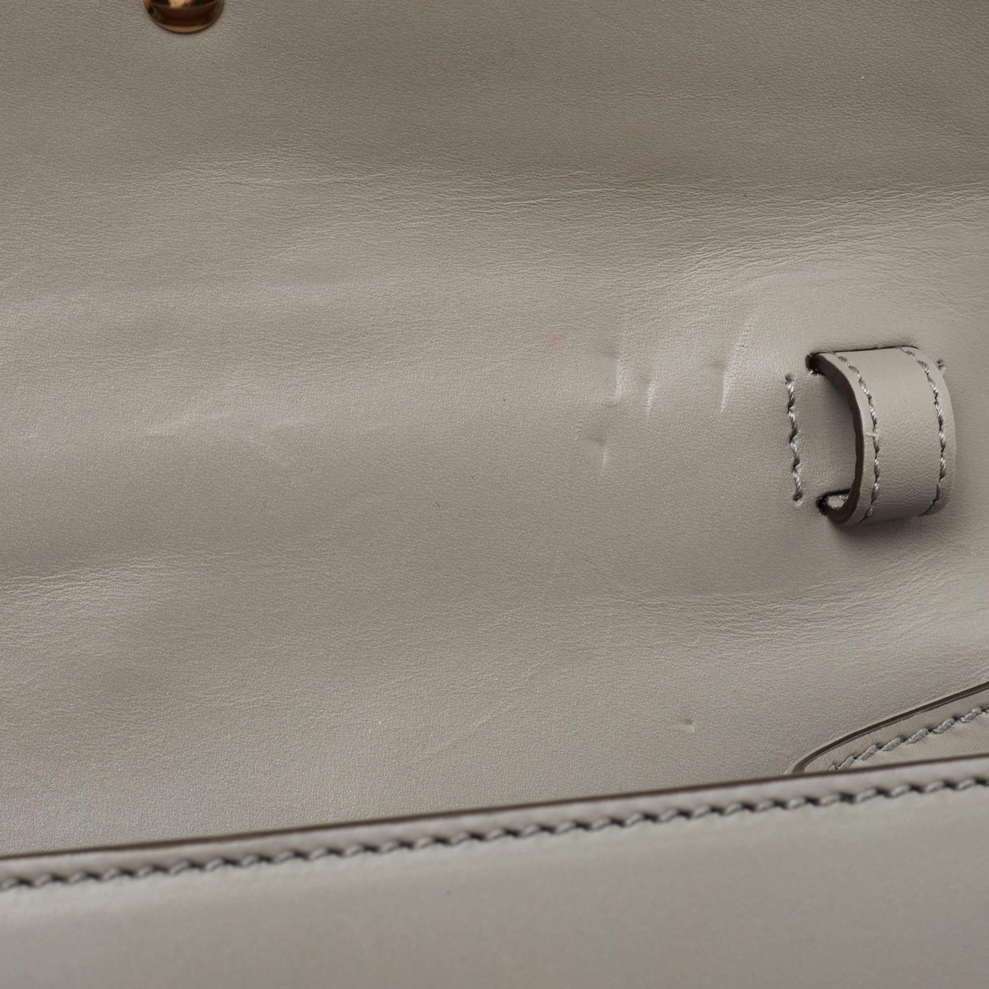 Gucci Grey Leather Mini Web Chain Sylvie Top Handle Bag 7