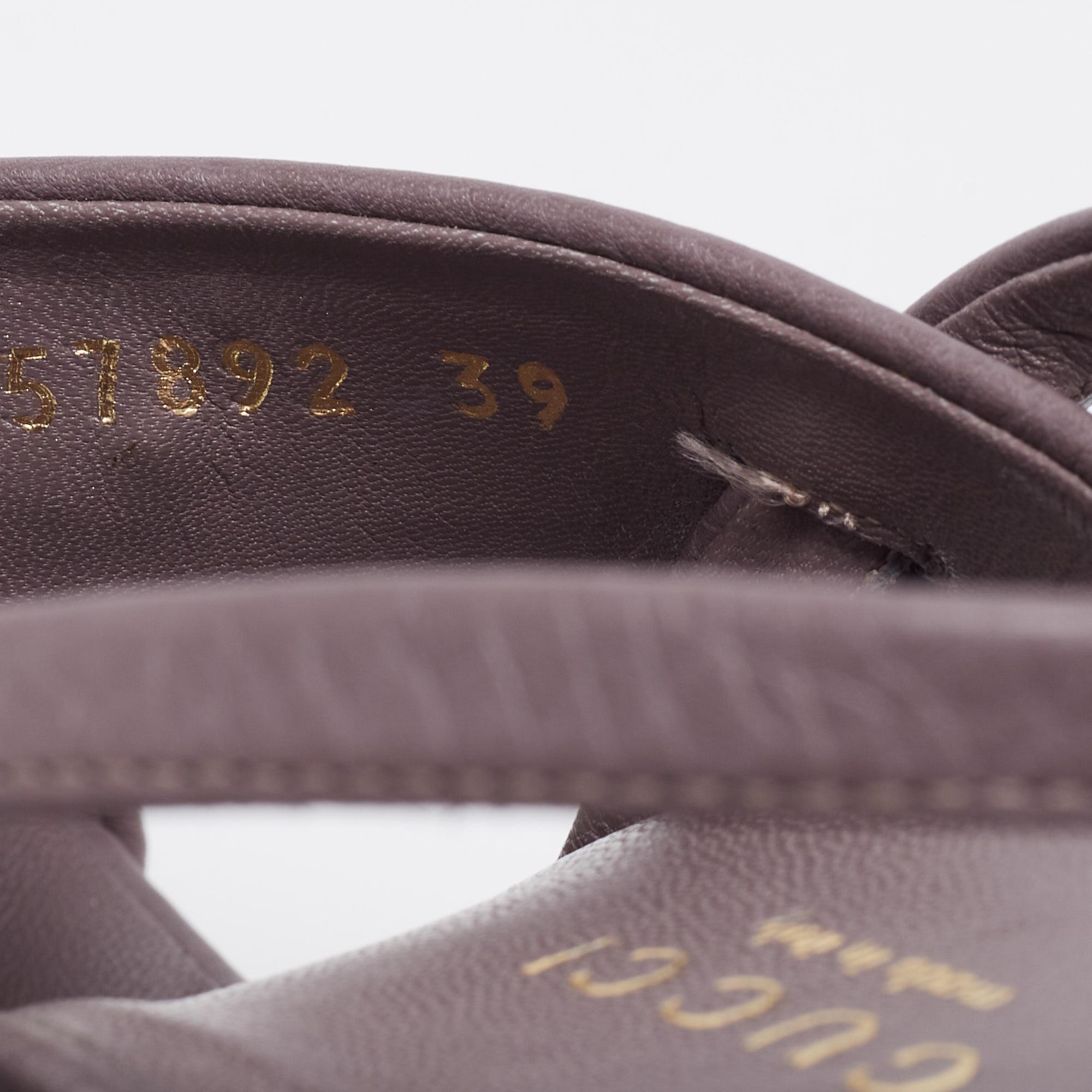 Women's Gucci Grey Leather Platform Slingback Sandals Size 39