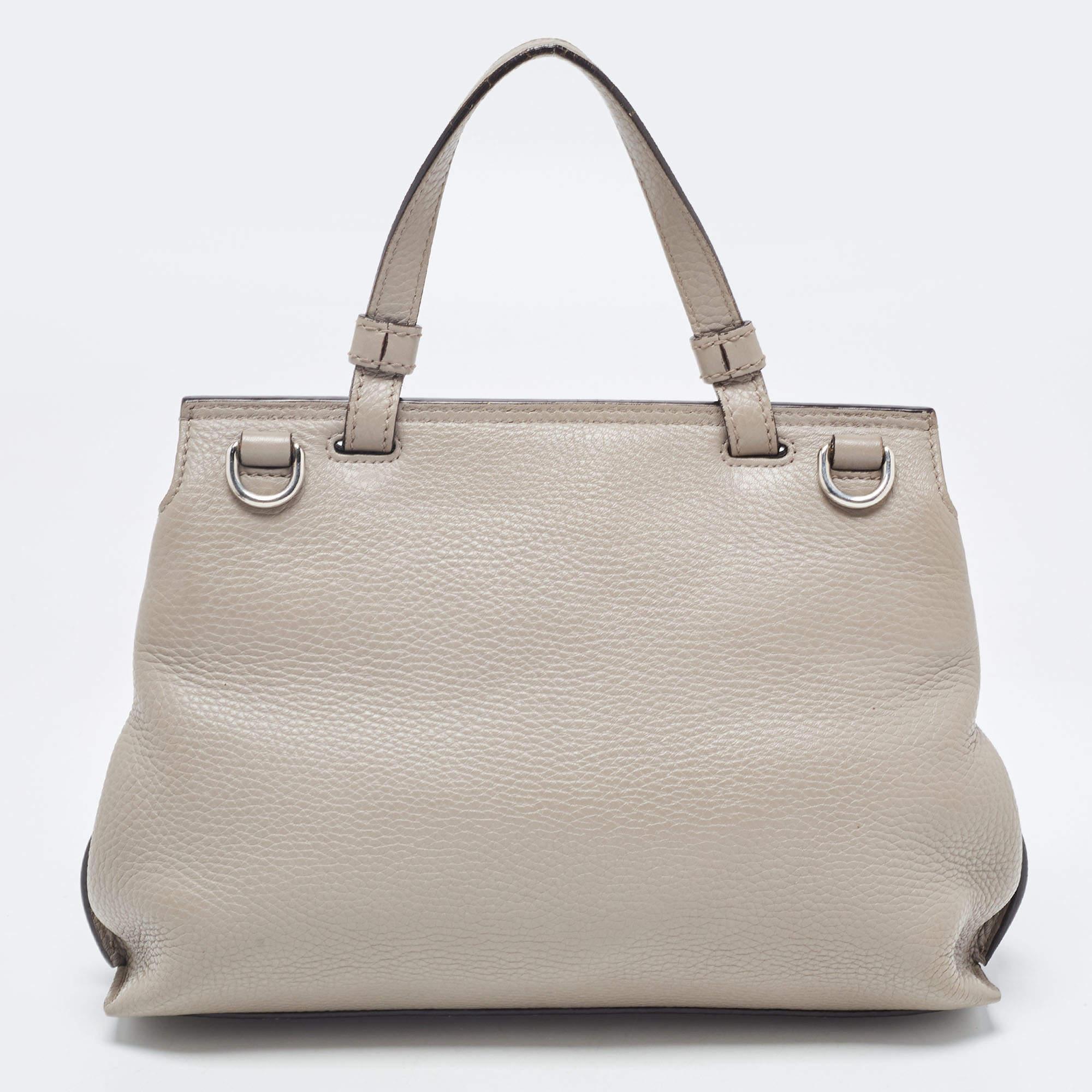 Gucci Grey Leather Small Bamboo Daily Top Handle Bag For Sale 1