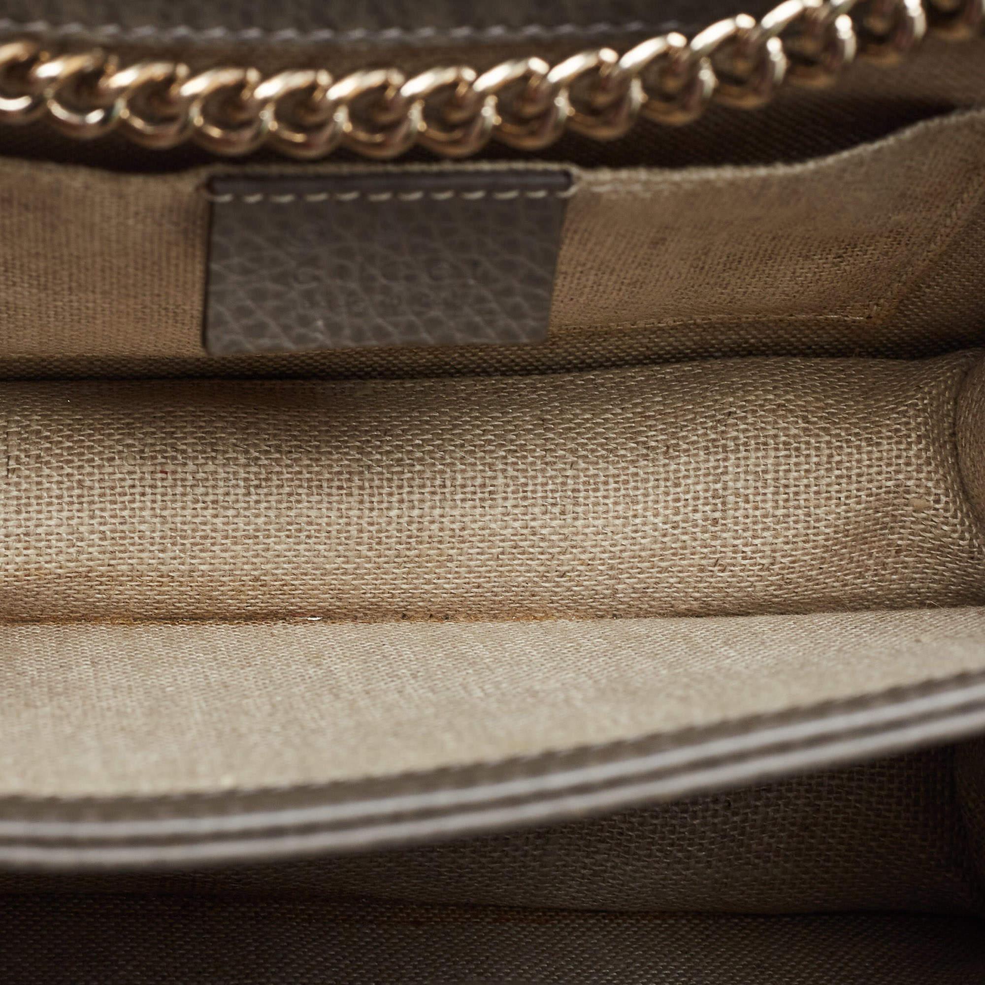 Gucci Grey Leather Small Interlocking G Shoulder Bag For Sale 7
