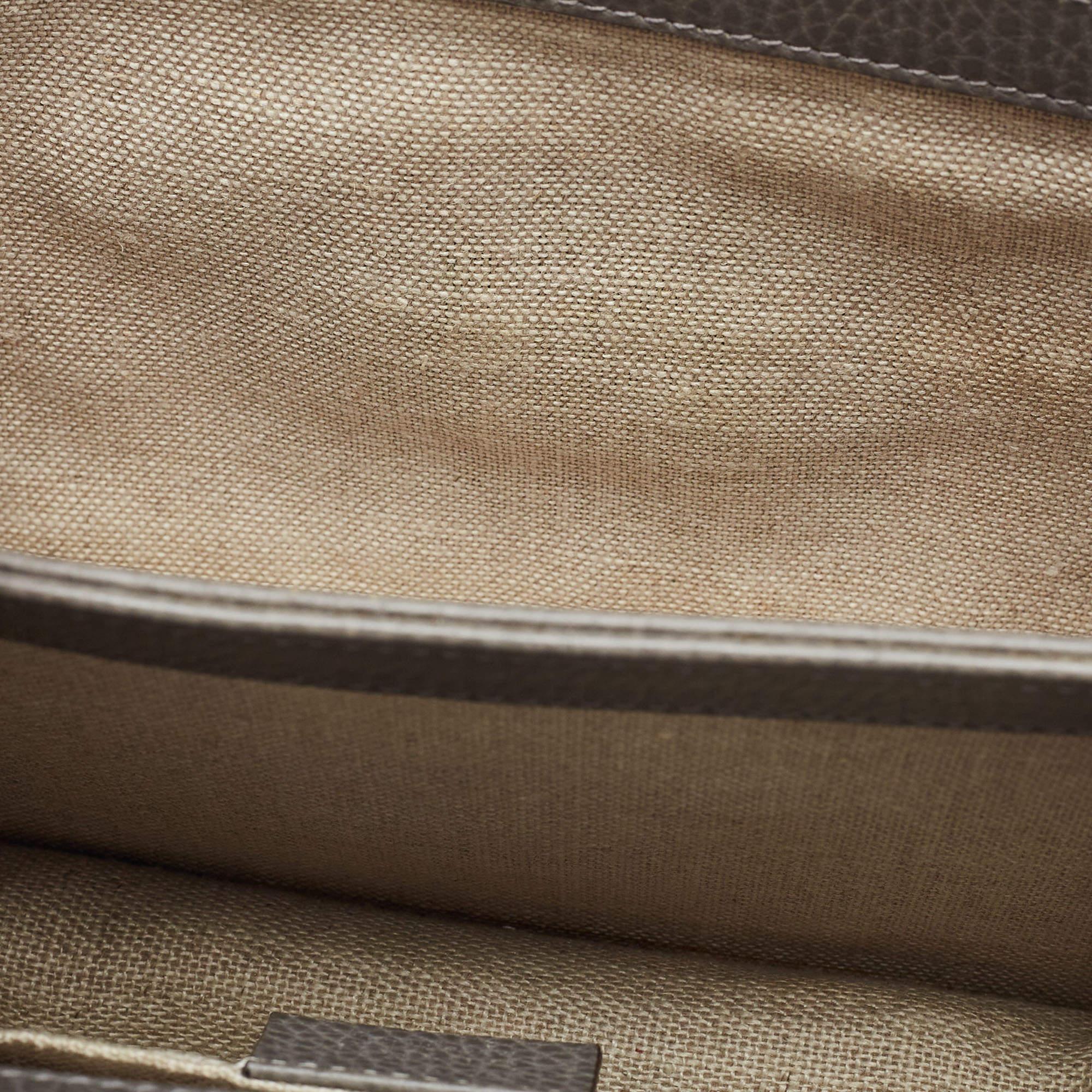 Gucci Grey Leather Small Interlocking G Shoulder Bag For Sale 10