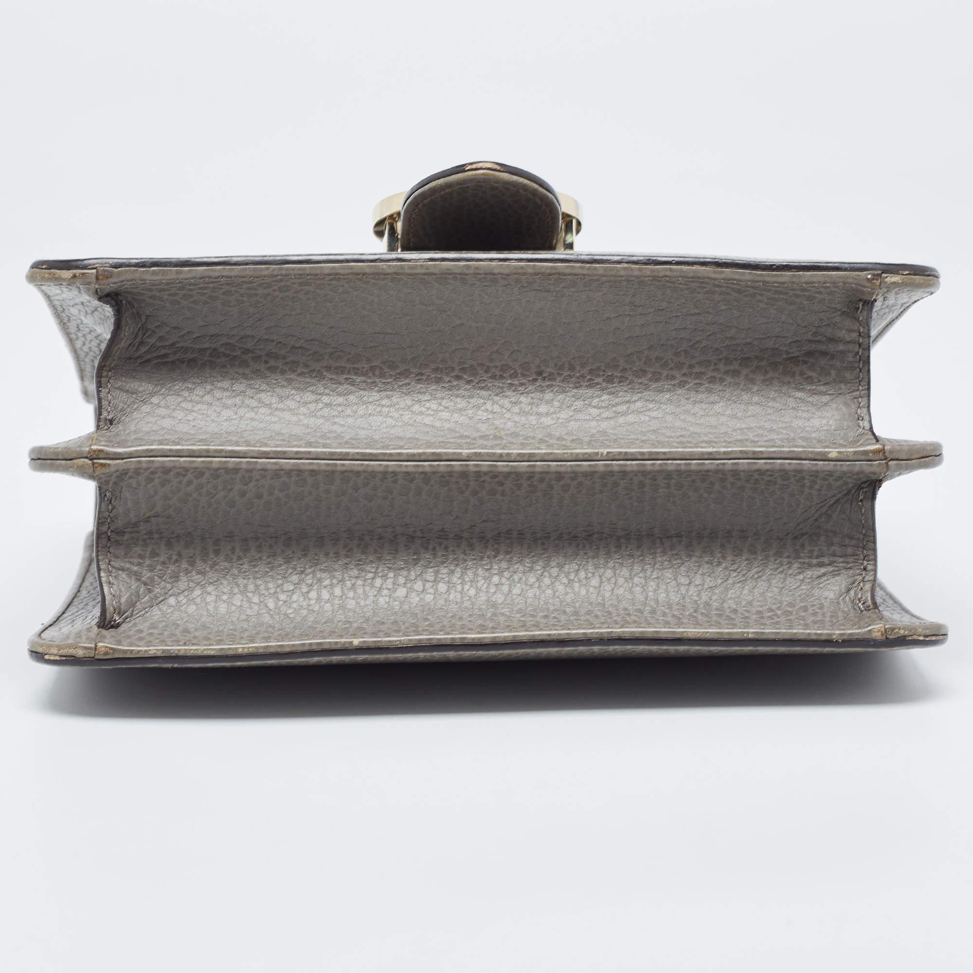 Gucci Grey Leather Small Interlocking G Shoulder Bag For Sale 16