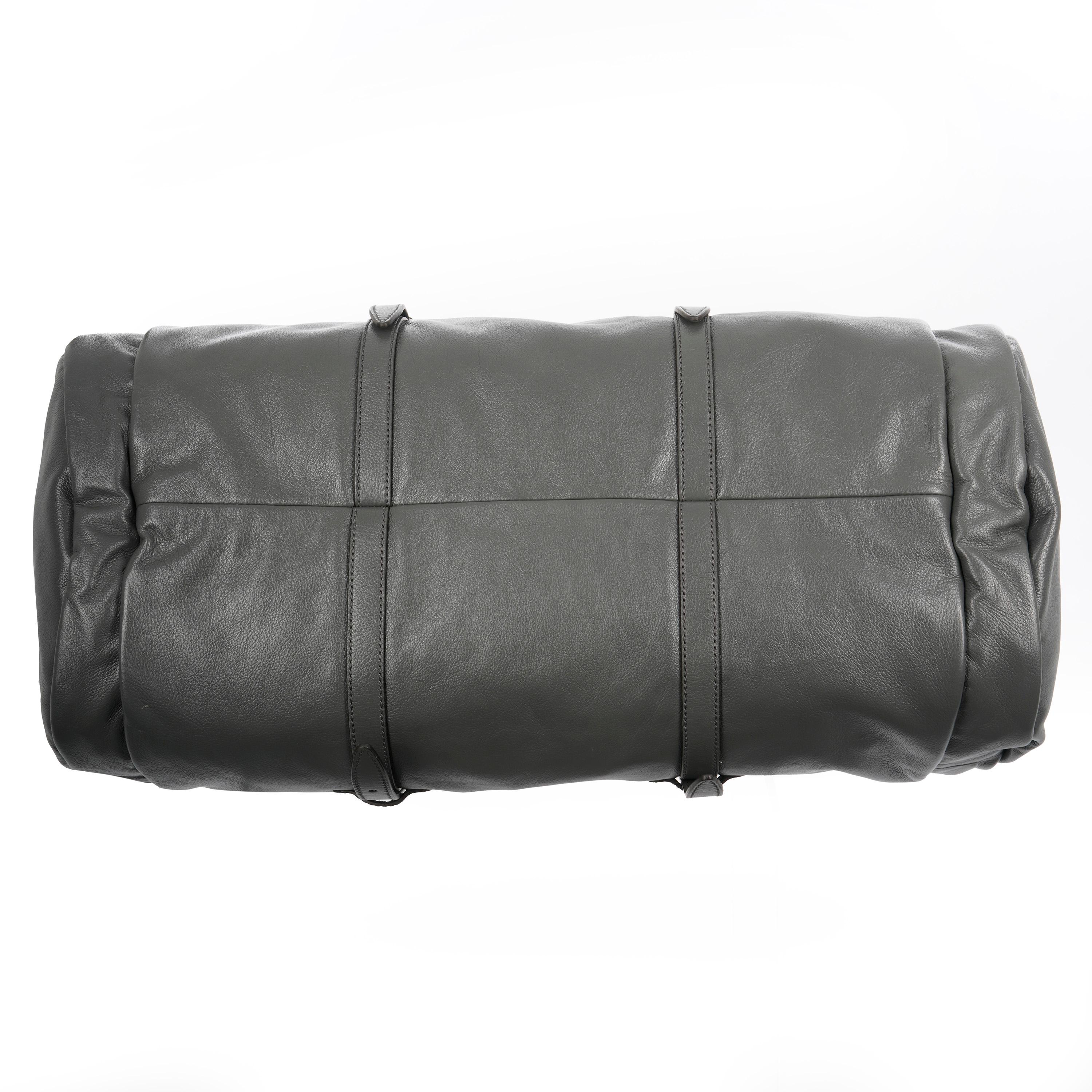 Gucci Grey Leather Tonal Double GG Large Duffle 1