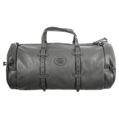 Gucci - Borsone grande in pelle grigia tonale con doppia GG