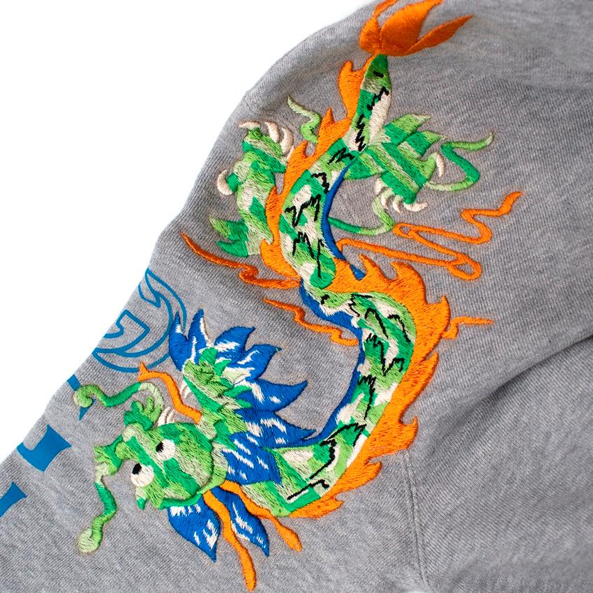 Grauer Marl Jersey-Logo- Hoodie von Gucci mit Drachenstickerei - US 8 Herren im Angebot