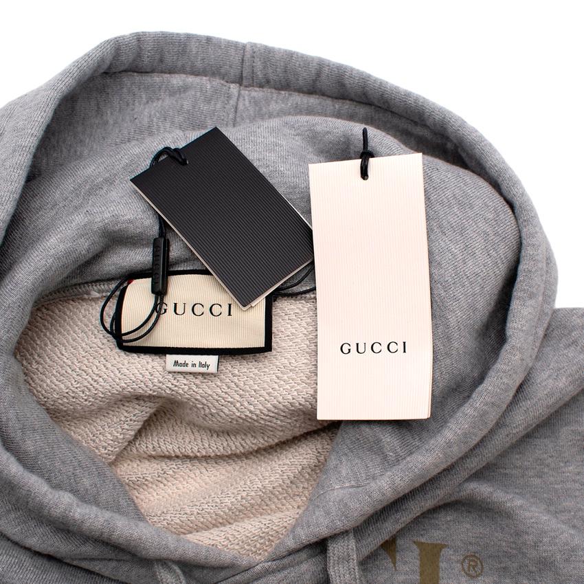 Grauer Marl Jersey-Logo- Hoodie von Gucci mit Drachenstickerei - US 8 im Angebot 3