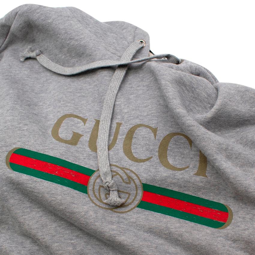 Grauer Marl Jersey-Logo- Hoodie von Gucci mit Drachenstickerei - US 8 im Angebot 4