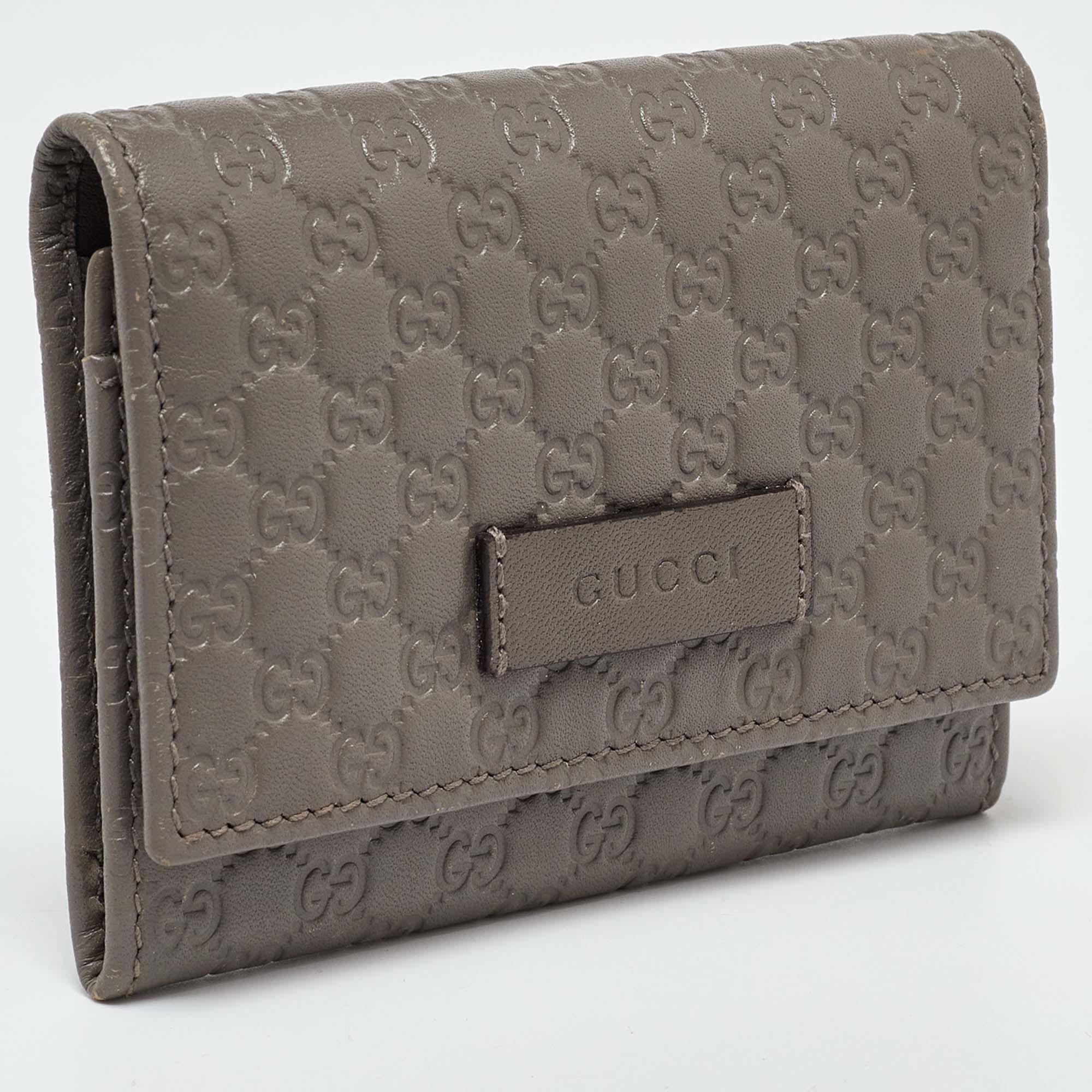 Gray Gucci Grey Microguccissima Leather Card Case For Sale