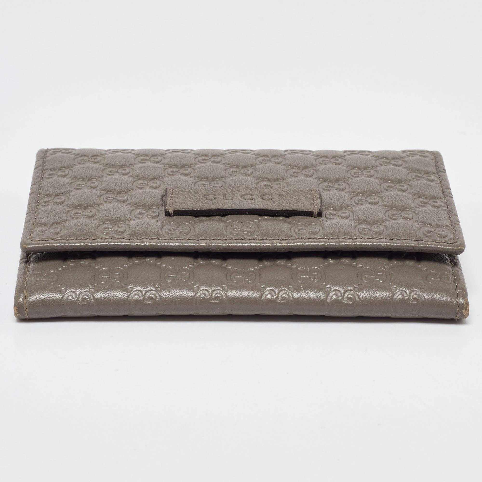 Gucci Grey Microguccissima Leather Card Case For Sale 1