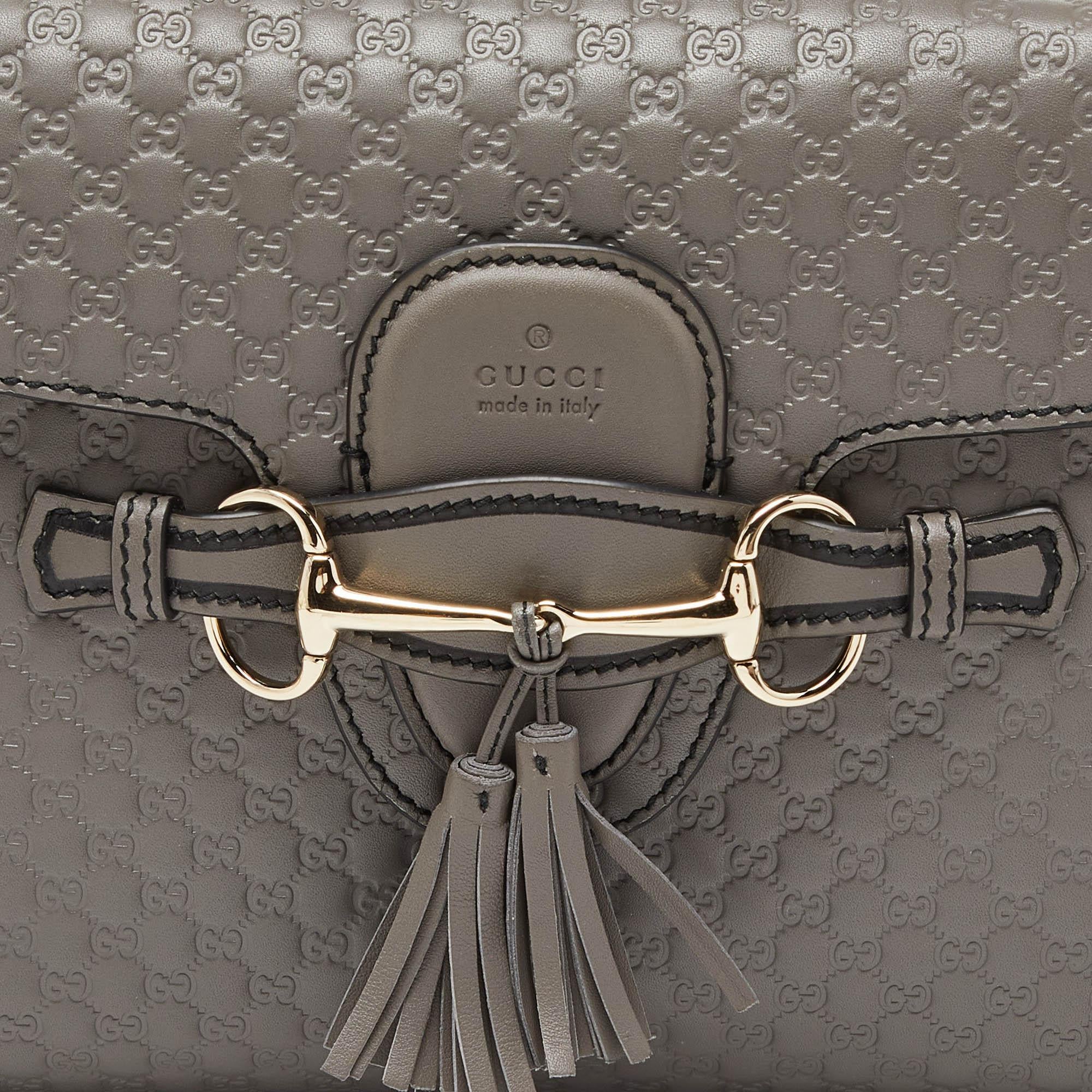 Women's Gucci Grey Microguccissima Leather Medium Emily Chain Shoulder Bag
