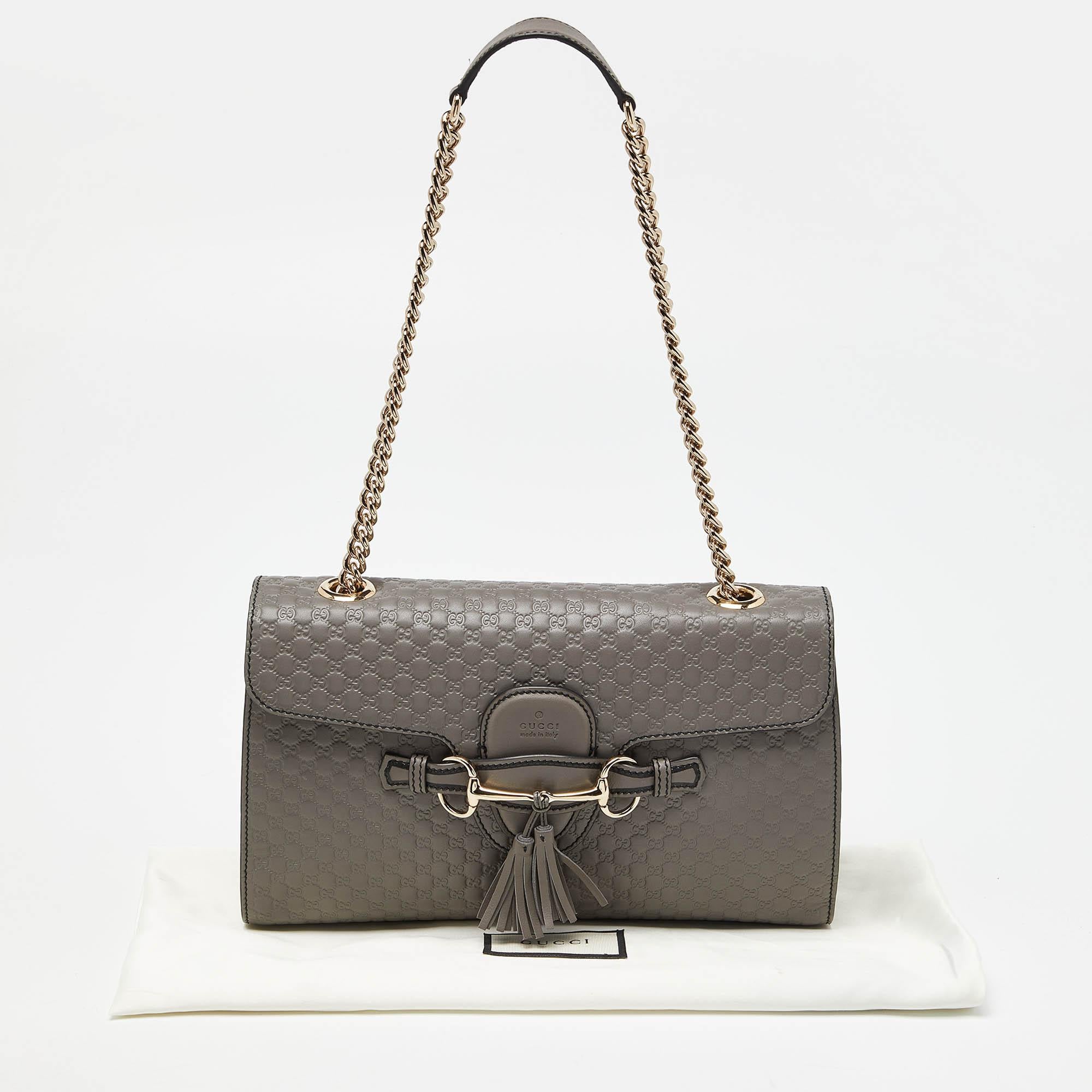 Gucci Grey Microguccissima Leather Medium Emily Chain Shoulder Bag 4