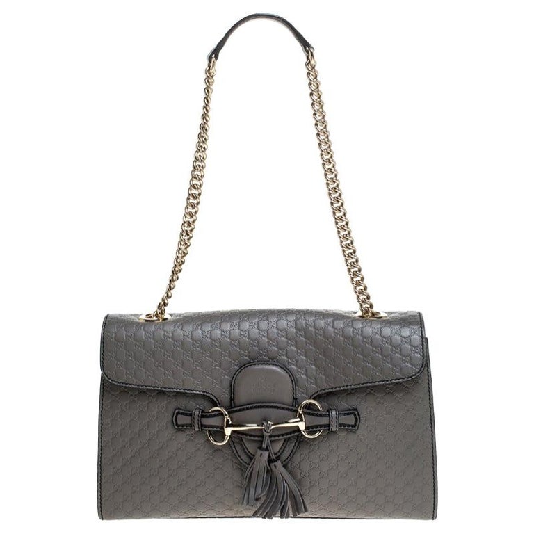 Gucci Grey Microguccissima Leather Medium Emily Chain Shoulder Bag For ...