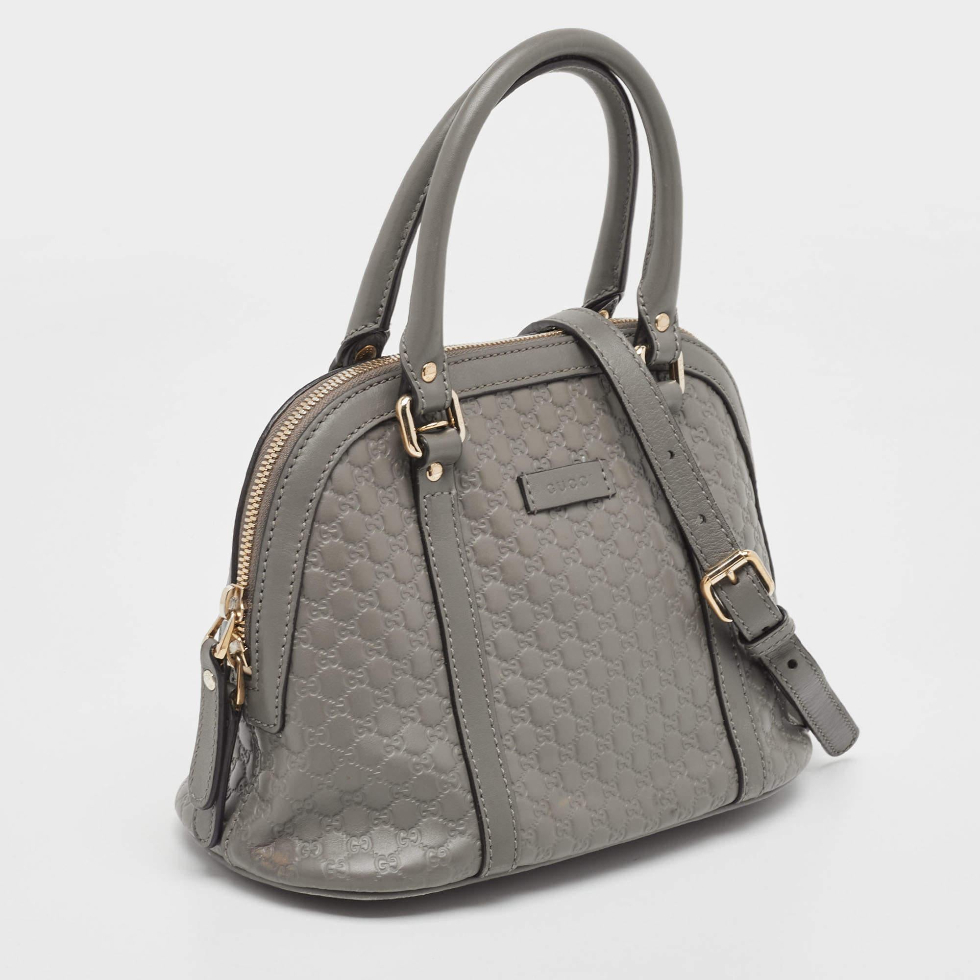 Gucci Grey Microguccissima Leather Mini Dome Bag In Good Condition For Sale In Dubai, Al Qouz 2