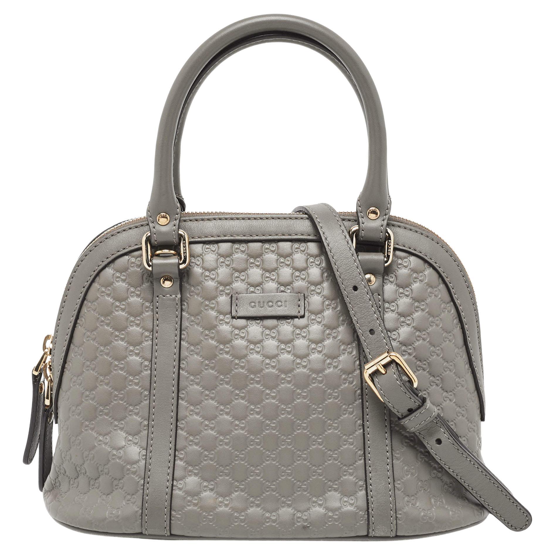 Gucci Grey Microguccissima Leather Mini Dome Bag For Sale