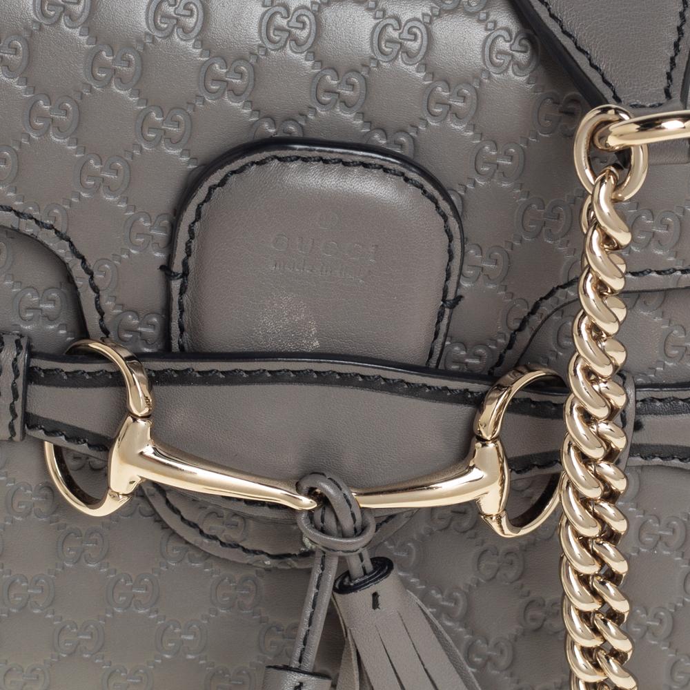 Gray Gucci Grey Microguccissima Leather Mini Emily Chain Shoulder Bag