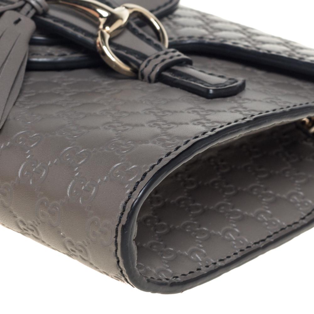 Women's Gucci Grey Microguccissima Leather Mini Emily Chain Shoulder Bag