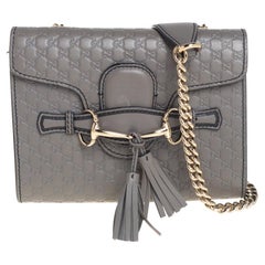 Gucci Grey Microguccissima Leather Mini Emily Chain Shoulder Bag