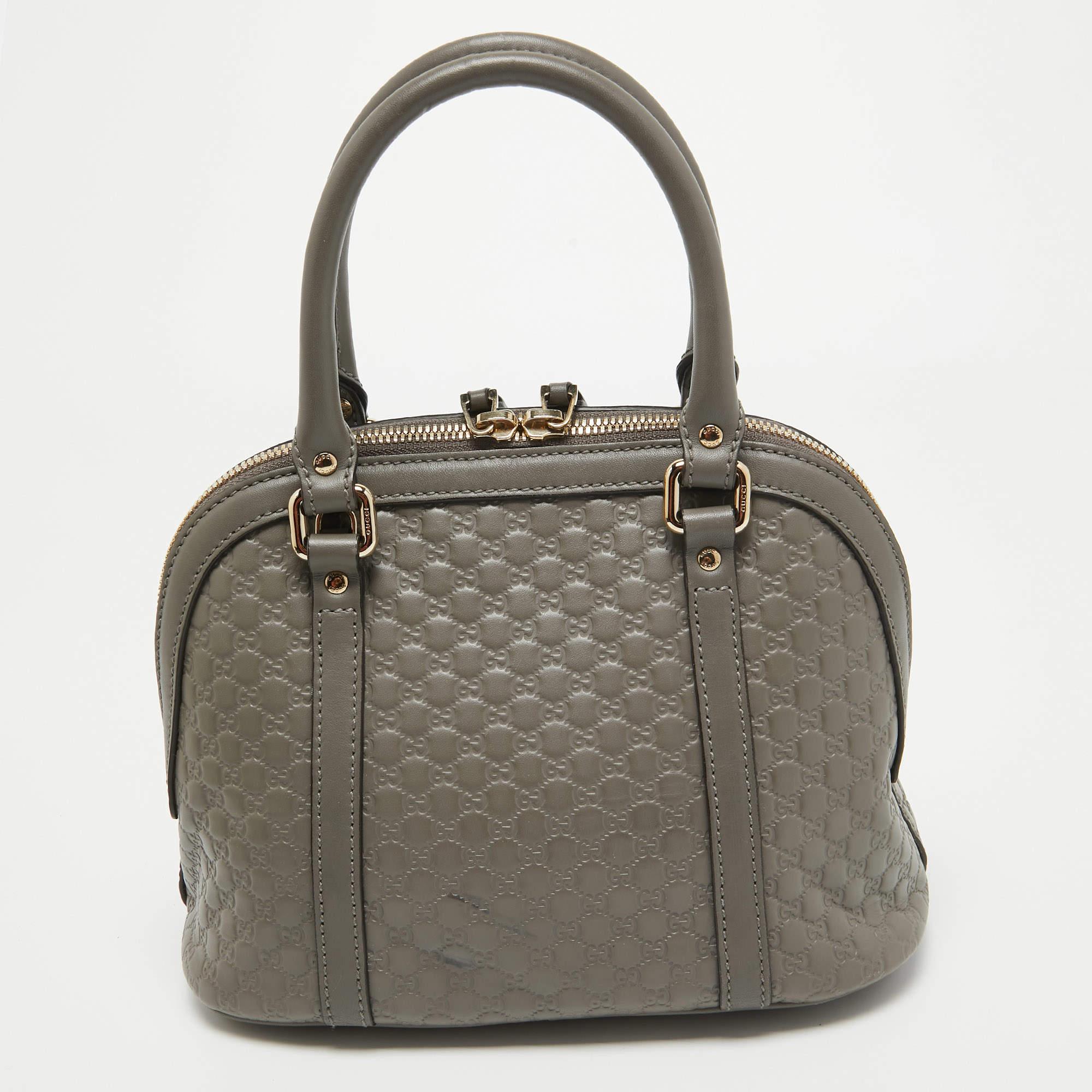 Gucci Grey Microguccissima Leather Mini Nice Dome Bag In Good Condition In Dubai, Al Qouz 2