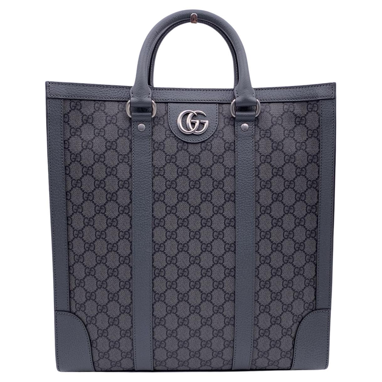 Gucci Grey Monogram Canvas Ophidia Medium Shopping Bag Tote