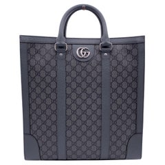 Used Gucci Grey Monogram Canvas Ophidia Medium Shopping Bag Tote