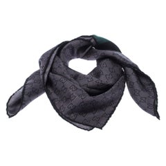 Gucci Grey Monogram Silk GG Square Scarf For Sale at 1stDibs | gucci square  scarf, gucci silk square scarf
