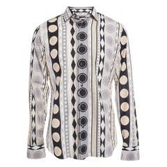 Used Gucci Grey/Multicolor Printed Cotton Button Front Shirt L