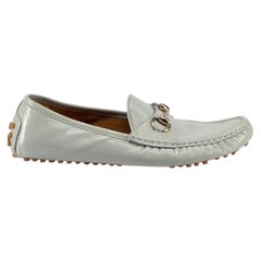 Gucci Grey Patent Leather Driving Loafers Size IT 39.5