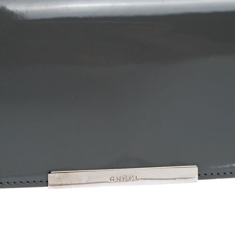 Women's Gucci Grey Patent Leather Sigrid Flap Clutch