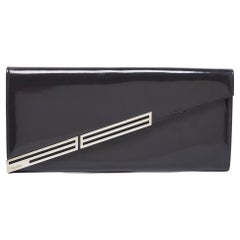 Gucci Grey Patent Leather Sigrid Oversized Clutch