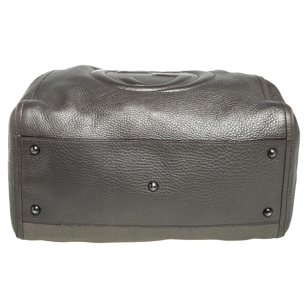 Women's Gucci Grey Pebbled Leather Soho Working Tote
