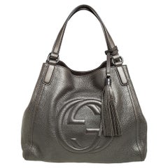 Gucci Grey Pebbled Leather Soho Working Tote