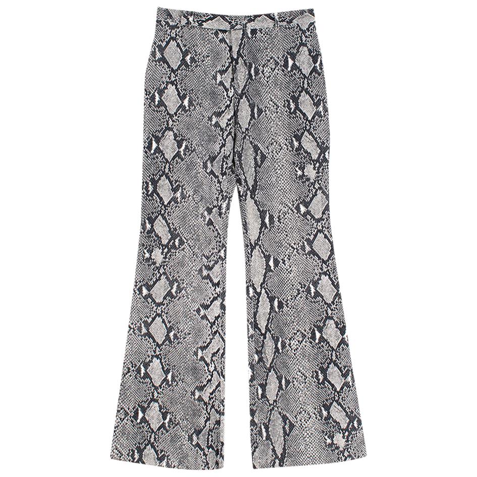 Gucci Grey Python Print Wide Leg Trousers	 - Size US 4 For Sale