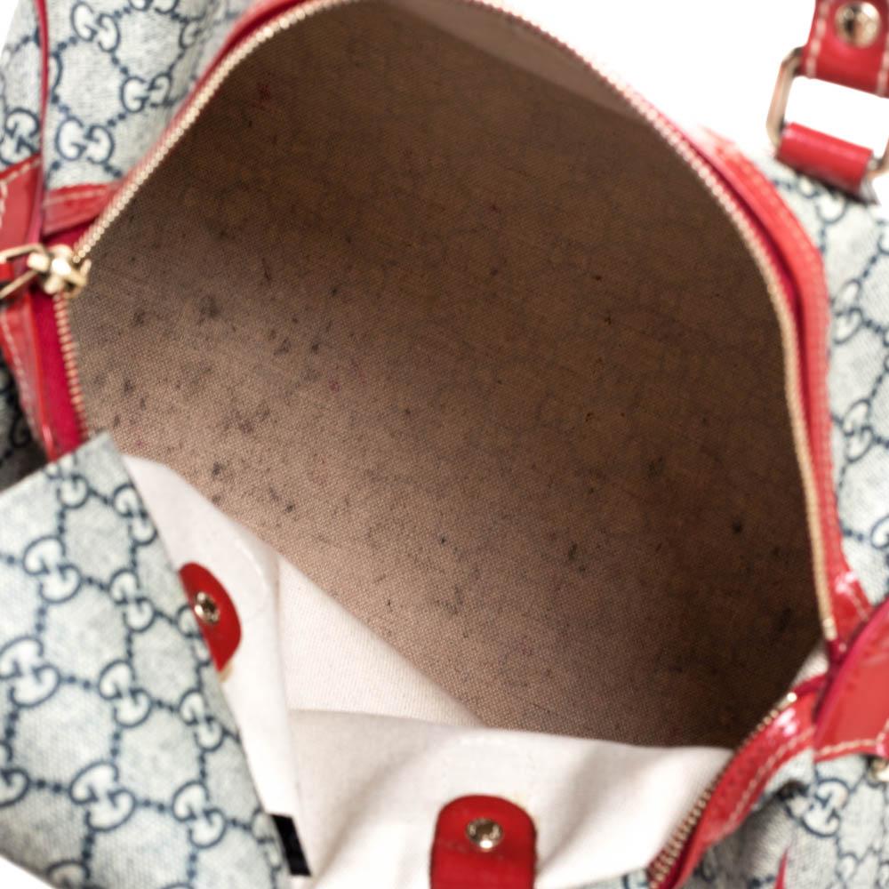 Gray Gucci Grey/Red Heart Tattoo GG Supreme Canvas and Leather Medium Joy Boston Bag