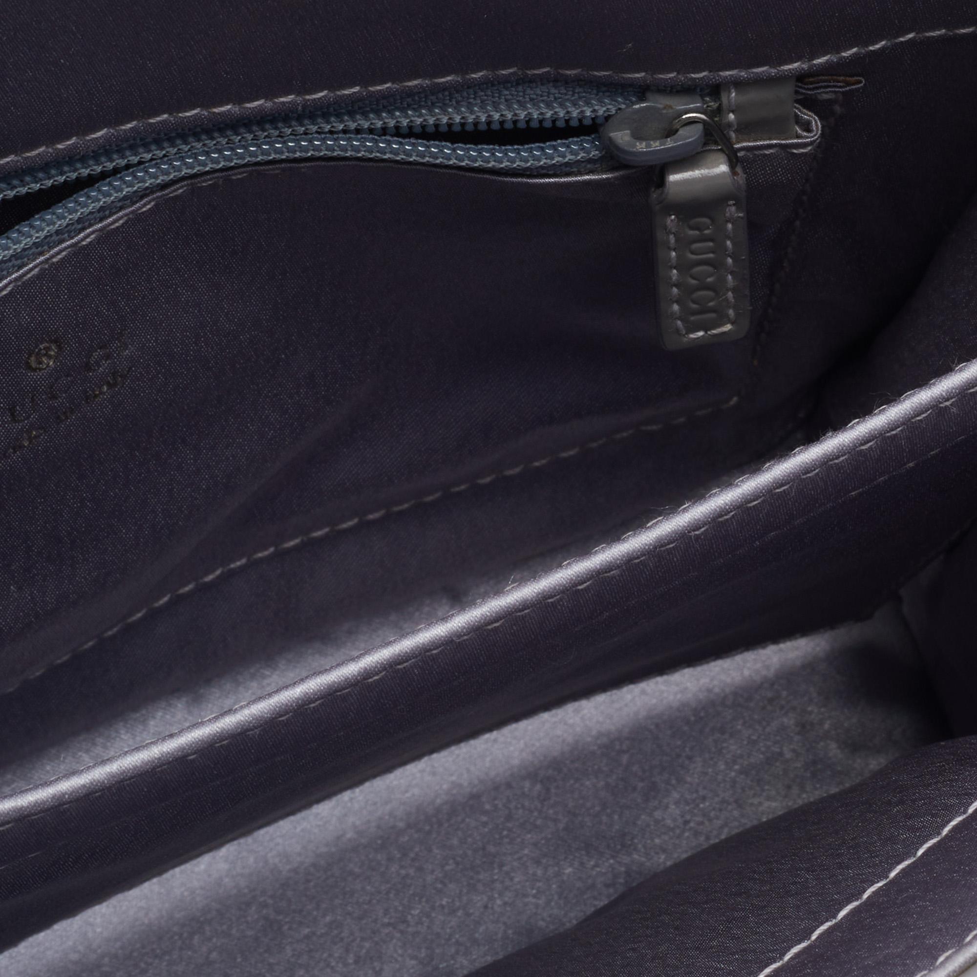 Gucci Grey Satin And Leather Shoulder Bag 4