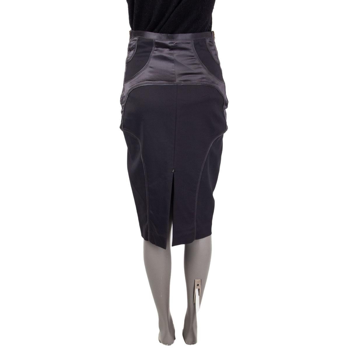 Black GUCCI grey SATIN PANELED PENCIL Skirt 42 M