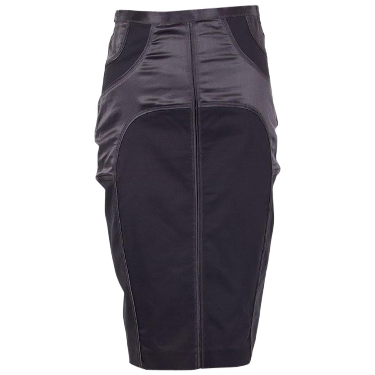 GUCCI grey SATIN PANELED PENCIL Skirt 42 M
