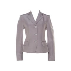 Gucci Grey Silk Blend Button Front Tailored Blazer M