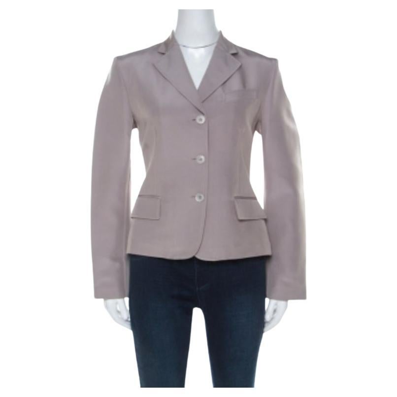 Gucci Grau Seidenmischung Knopfleiste Tailored Blazer M im Angebot