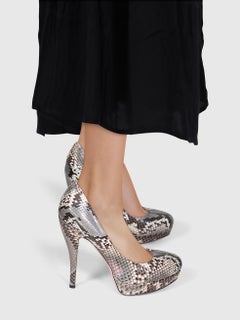 Gucci Grey Snakeskin Platform Pumps Size IT 39.5