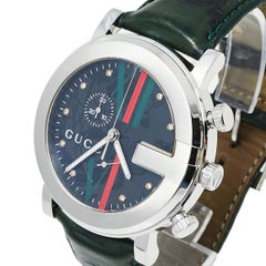 Gucci Grey Stainless Steel & Leather 101M G-Chrono Men's Wristwatch 44 mm