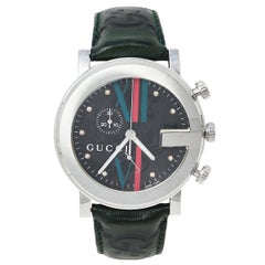 Gucci Grey Stainless Steel & Leather 101M G-Chrono Men's Wristwatch 44 mm