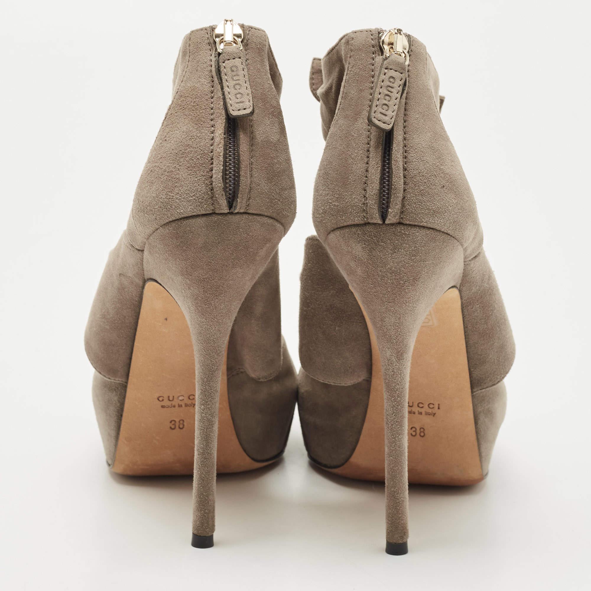 Women's Gucci Grey Suede Bow Ankle Strap Sandals Size 38