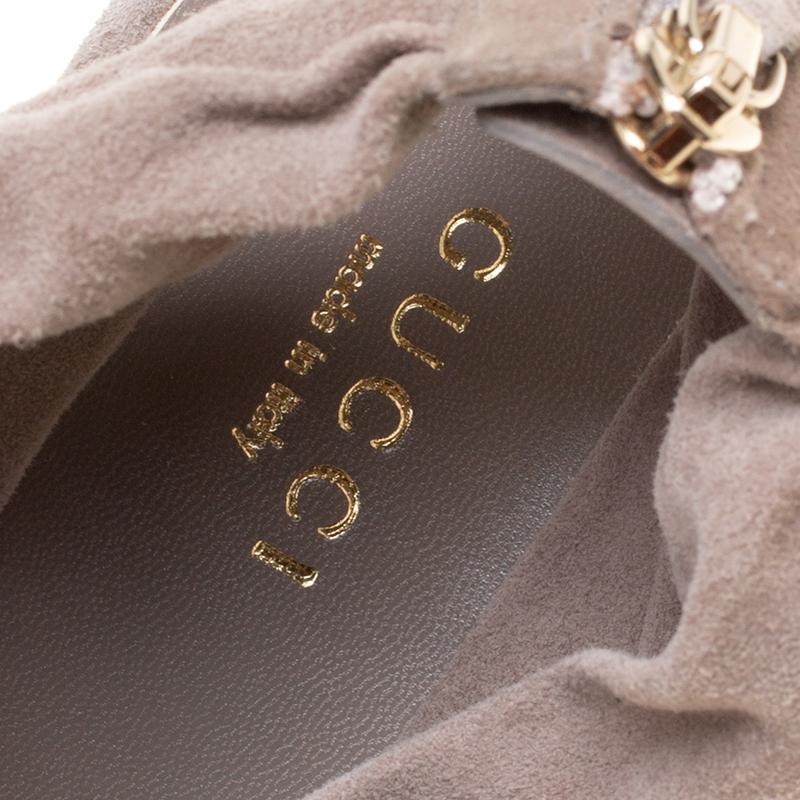 Gucci Grey Suede Carrie Open Toe Platform Sandals Size 40.5 In Excellent Condition In Dubai, Al Qouz 2