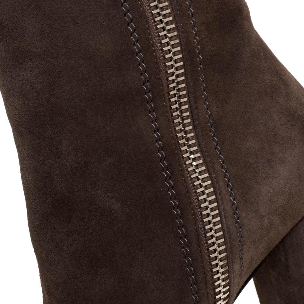 Gucci Grey Suede Platform Block Heel Ankle Boots Size 38 1