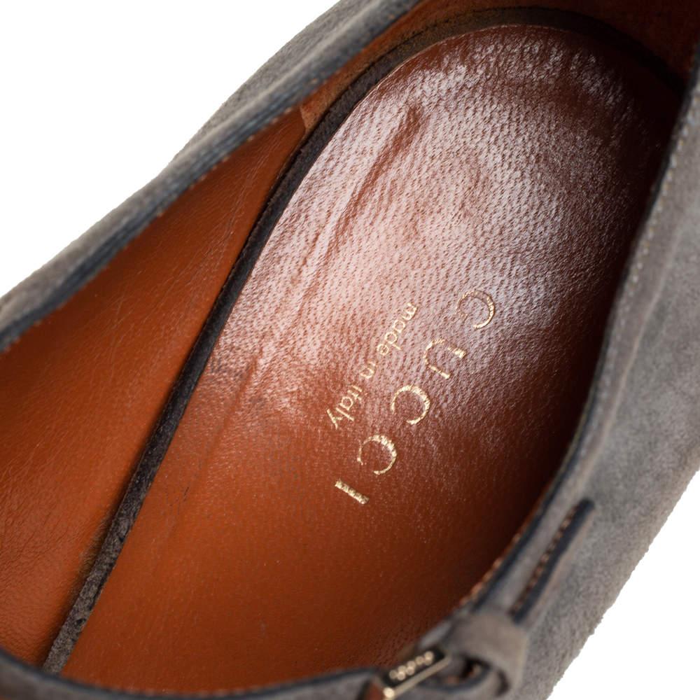 Gucci Grey Suede Platform Peep Toe Ankle Strap Sandals  Size 39 2