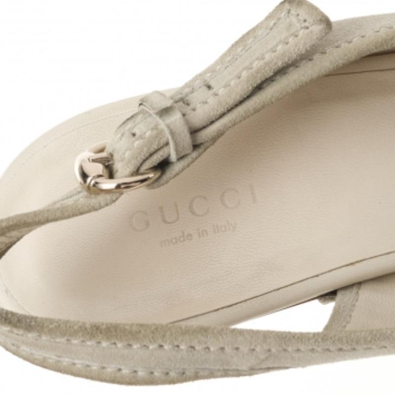 Women's Gucci Grey Suede Platform Slingback Sandals Size 39.5 For Sale