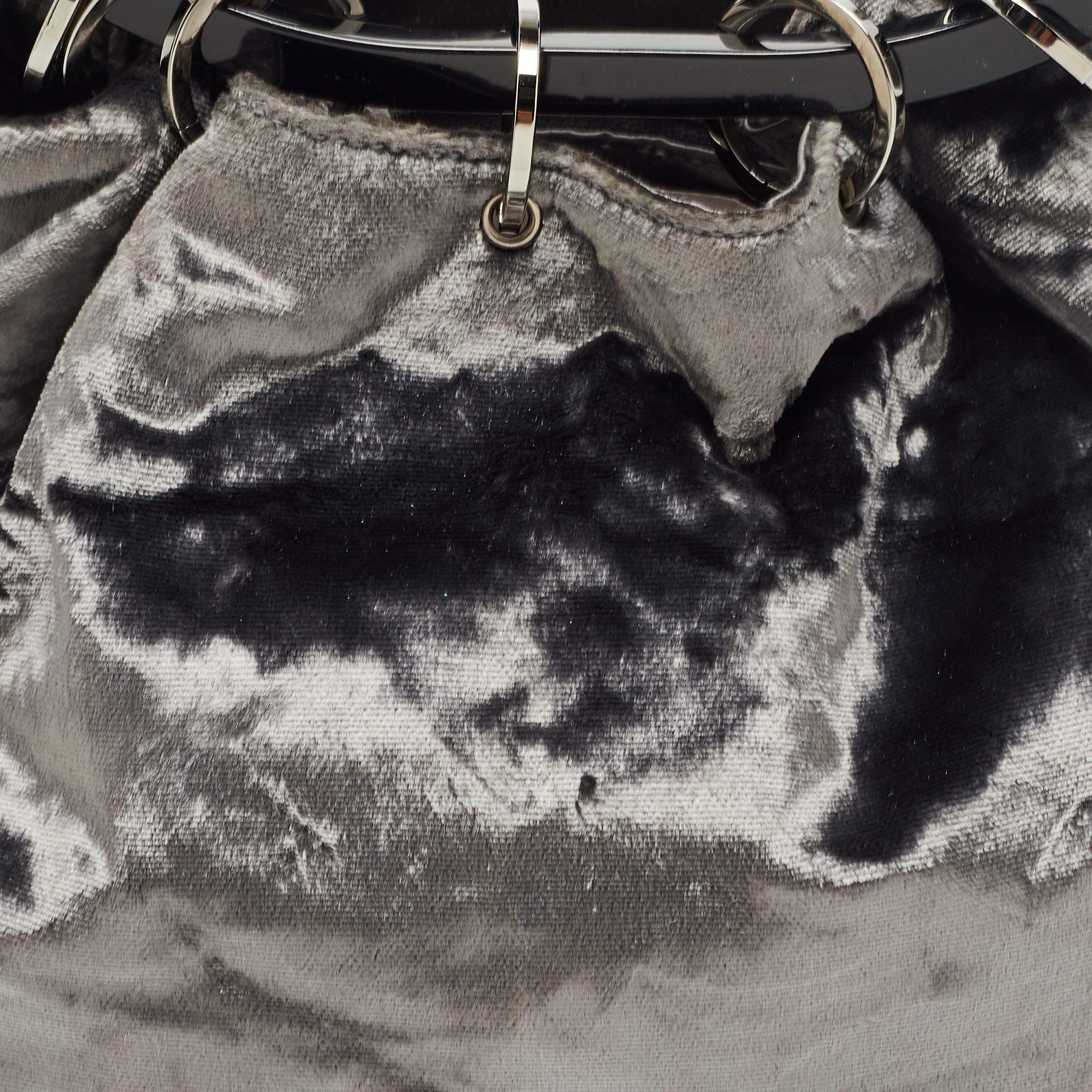 Gucci Grey Velvet Ring Loop Handle Bucket Bag 1
