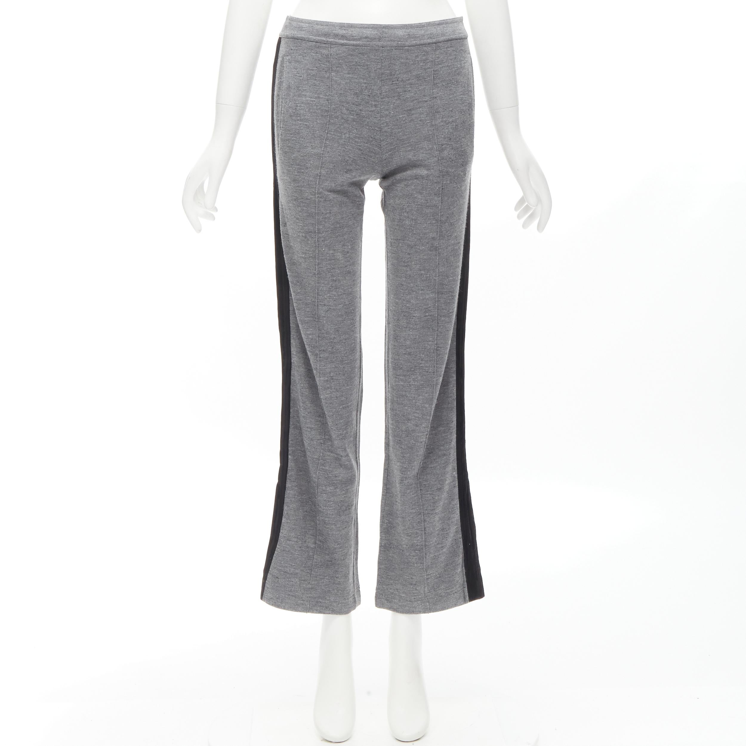 GUCCI grey viscose cotton black side tape wide sweat pants XS For Sale 4