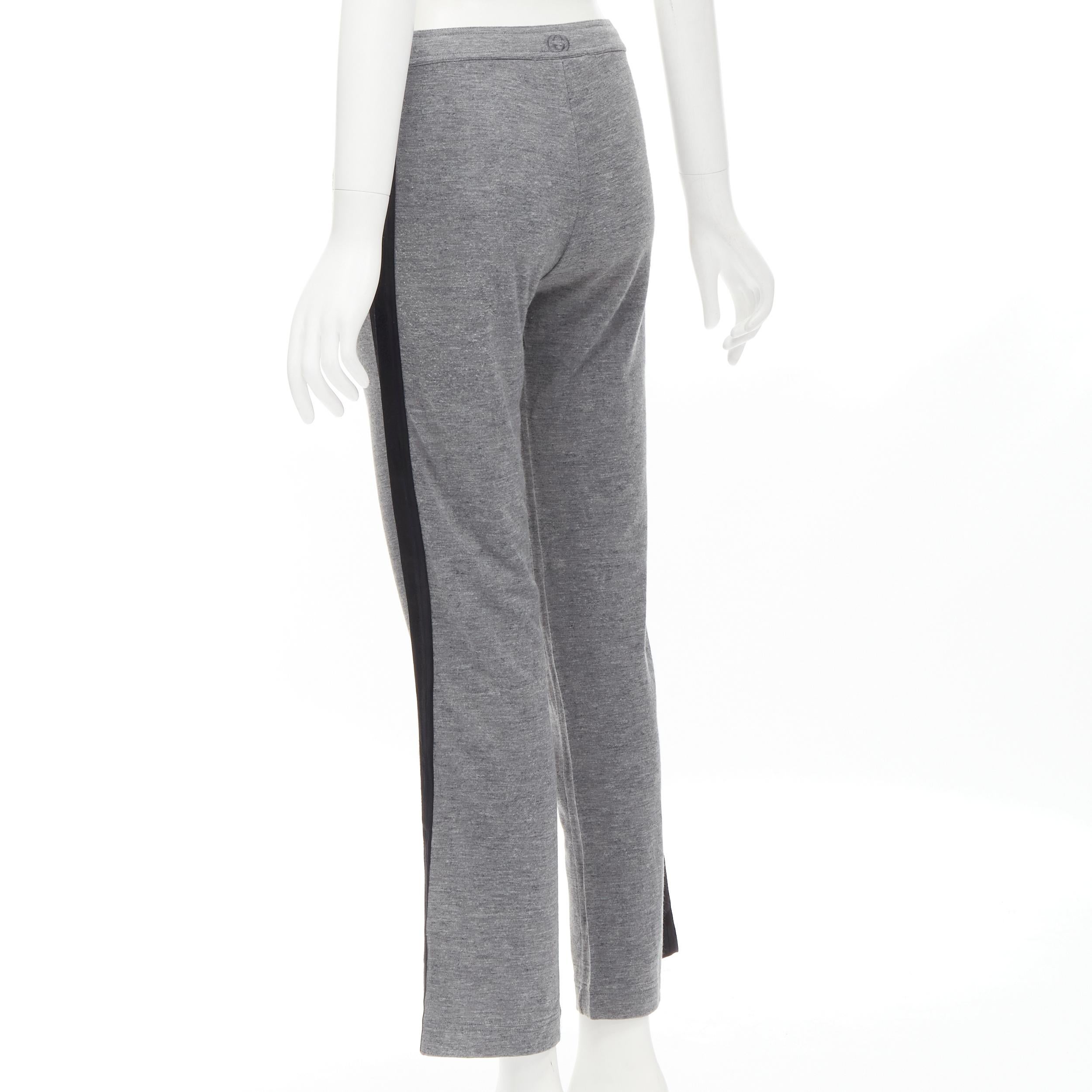 GUCCI grey viscose cotton black side tape wide sweat pants XS In Excellent Condition For Sale In Hong Kong, NT
