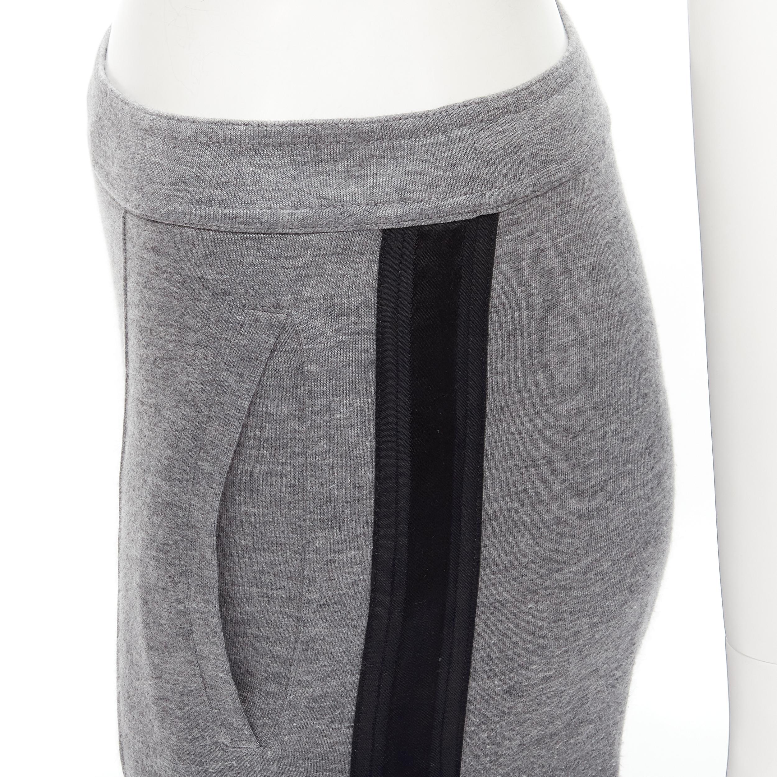 Women's GUCCI grey viscose cotton black side tape wide sweat pants XS For Sale